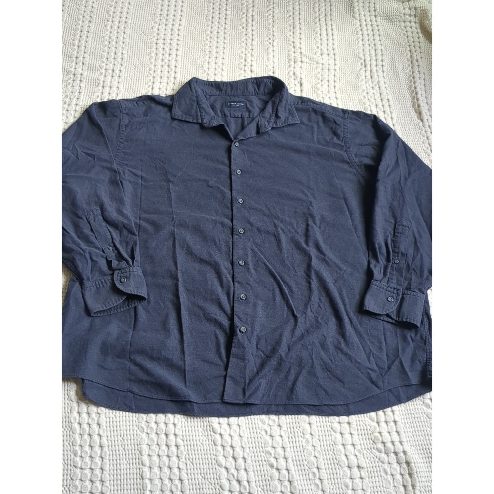 Proper Cloth Button Up Shirt Blue Long Sleeve Sz 3XL? 4XL? See Measrmnts